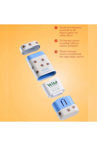 Wild %98 Natural Stick Deodorant Kutu + Refill Paketi - Honey Bee + Honey & Cactus Flower 40 Gr