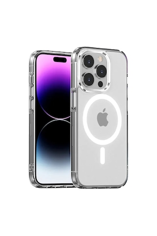 Şeffaf Magsafe Silikon Kılıf Kablosuz Şarj Destekli -Apple Uyumlu iPhone-16-pro-max Seffaf