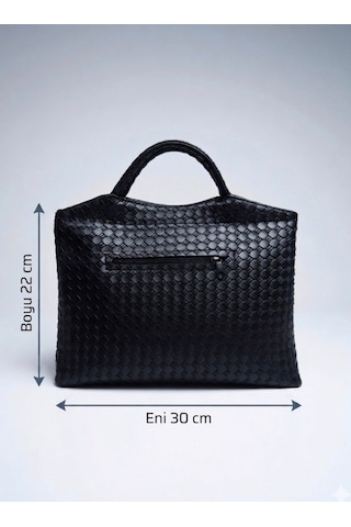 Addy Siyah İntrecciato Minimalist Örgü Dokulu El Çantası