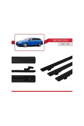 Seat Exeo 3r9 2009-2013 Arası İle Uyumlu Basic Model Ara Atkı Tavan Barı Siyah 3 Adet