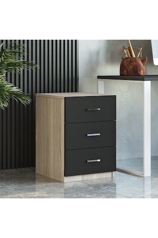 Robin Home Verona C Ofis 3 Lü Keson Meşe - Siyah