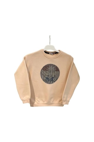 Cantoy Erkek Çocuk İçi Şardonlu Baskılı Sweatshirt-15198 Bej