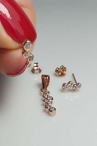 925 Ayar Rose Zincirsiz Su Yolu Ikili Gümüş Set
