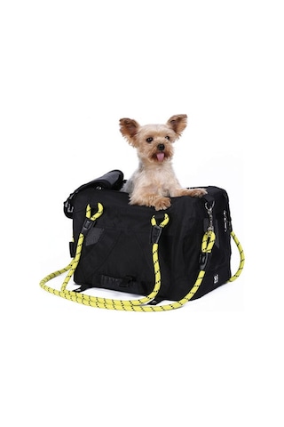 M-Pets 2in1 Remix Omuz Kemerli Kedi Küçük Irk Köpek Taşıma Çantası Sarı Siyah 41 x 28 x 28 CM