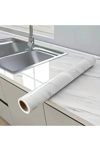 Özel Üretim Yapışkanlı Folyo Dekoratif Ev Yenileme Mermer Desenli Kaplama Kağıdı 5 Metre