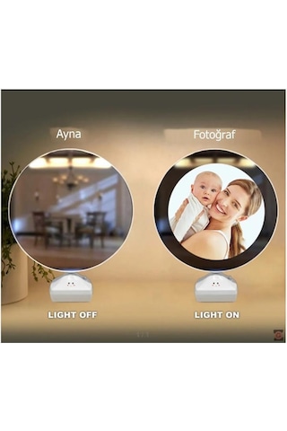 Fotoğraflı Led Işıklı Sihirli Ayna Resimli Çerçeve Dekoratif Masa Makyaj Ayna Şeffaf
