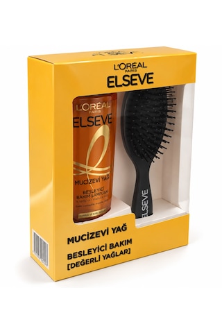 Elseve L Oréal Paris Mucizevi Yağ Besleyici Bakım Şampuanı + Saç Fırçası Hediye Seti Tüm Saçlar