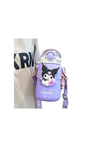 Lyon Çocuk Termos Kupası Öğrenci Dışmekan Karikatür Kupası - Mor Mor