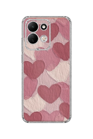 Redmi 17 4g/5g Uyumlu Pastel Gül Kurusu Ve Pembe Kalpli Baskılı Silikon Kılıf