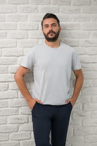 Paul Martin Slimfit Fit Bisiklet Yaka Rayon Kumaş Full Likralı T-shirt Gri
