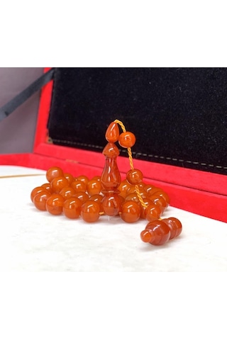 Turuncu Küre Model Sıkma Kehribar Tesbih