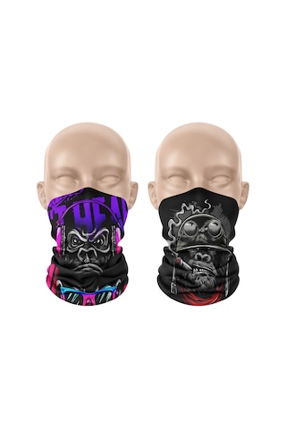 Dair Maymun Desenli 2'li Set Boyunluk Bandana Outdoor Balaklava Yüz Ma
