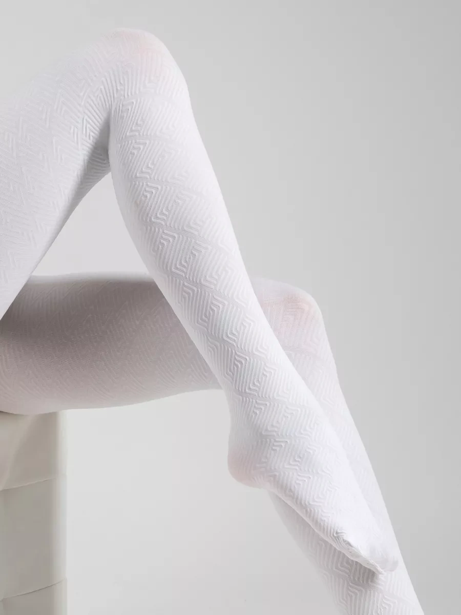 Calzeamo Beyaz, Desenli, Sıcak Tutan 100 Denye Külotlu Çorap 260981603 Beyaz