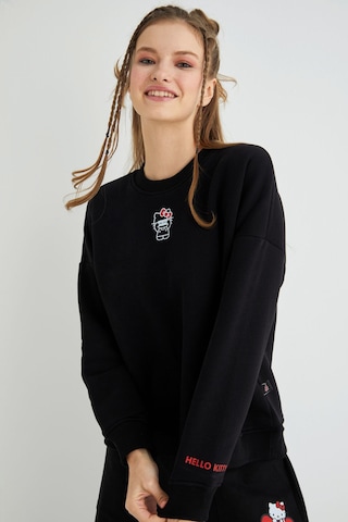 Hello Kitty Lisanslı Baskılı Kalın Oversize Sweatshirt Çok Renkli