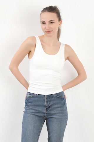 Giysa Kadın Askılı Kaplı Kare Yaka Body Beyaz - 5058 Beyaz