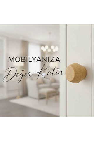 İmt Aksesuar Merkür Ahşap Görünümlü Mobilya Kulpu 10 Adet Dolap Çekmece Gardırop Kulpu Modern Dekoratif Kulp Açık Ceviz