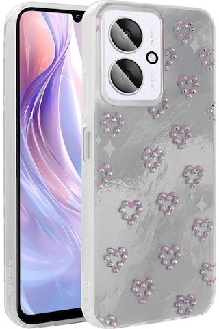 Xiaomi Poco C65 Kılıf Kamera Korumalı Figürlü Zore Ponti Silikon Kapak Beyaz