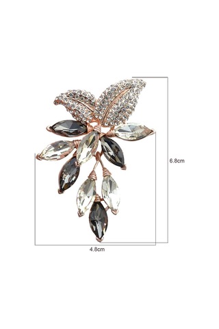 Sones Çiçekler Matkap Kristal Broş Kahverengi