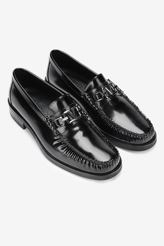 Lofer Erkek Açma Deri Metal Tokalı Klasik Loafer Siyah