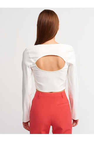 Dilvin 50138 Sırt Dekolteli Kare Yaka Top