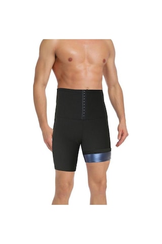 Sauna-şort Yüksek Bel Agraflı Sauna Termal Toparlayıcı Ve Sıkılaştırıcı Spor Şort Mistirik Siyah