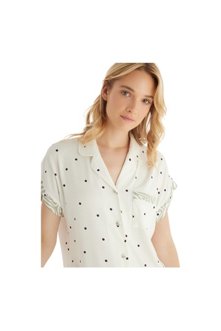 Blackspade Kadın Kısa Kol Önden Düğmeli Krem Pijama Takımı C7t5n8o15 Krem