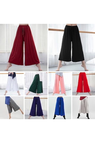 Teltree Kadın Dans Antrenman Pantolonu - Geniş Paça, Esnek Bel, Yumuşak Polyester, 92cm Uzunluk, Yeşil Yeşil K1743 Koyu Yeşil