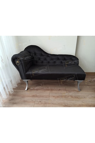 Dekoratif Bihter Koltuk Josefin Puf 110 Cm Gümüş Ayak Siyah Dekoratif Bihter Koltuk Josefin Puf 110 Cm Gümüş Ayak Siyah