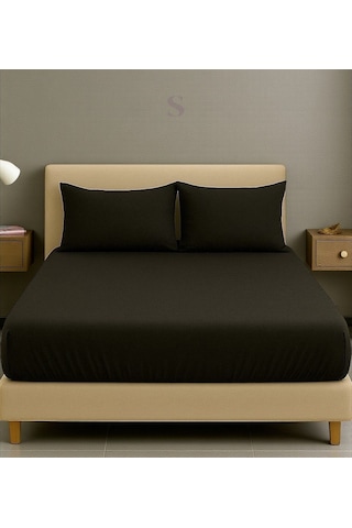 Shules Collection Siyah Çift Kişilik Çarşaf+yastık Seti %100 Pamuk Turuncu