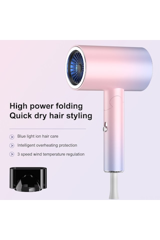 Skycity 1900w Ev Ve Seyahat Kullanıma Uygun Katlanabilir Saç Kurutucu - Akıllı Sıcaklık Kontrolü, Mavi Işık Saç Koruma, 3 Ayar Güçlü/yumuşak Rüzgar, Isı - Beyaz, Avrupa Standartı 220-240v