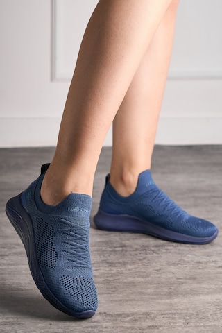 Günlük Unisex Sneaker Slip-on Nefes Alabilen Hafif Yürüyüş Bağcıksız Esnek Spor Ayakkabı 041f Indigo