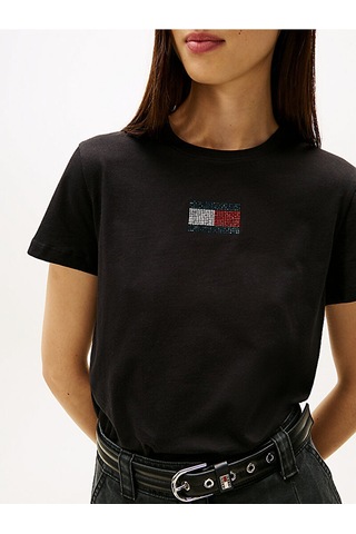Tommy Hilfiger Dw0dw21965 Tjw Reg Party Flag Kadın Tişört Siyah