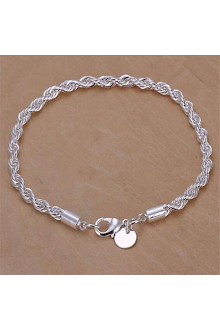 Kadın Bilezik Halat Bükülmüş Stil El Zinciri Bilezik Fasion Gümüş