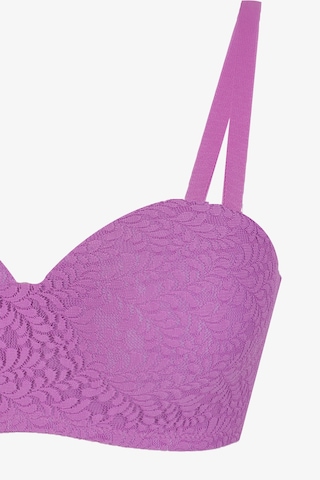 Kadın Dolgusuz Lez Dantelli Desteksiz Straplez Sütyen Gül Kurusu