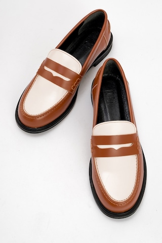 Luvishoes Luvi Shoes Choos Taba Krem Kadın Loafer Ayakkabı Çok Renkli - Taba