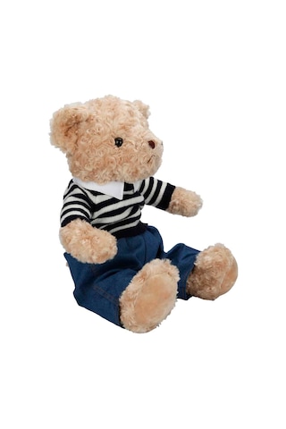 Sevimli Kıyafetli Peluş Ayı 37 Cm Yumuşacık Hediye Ayıcık Çok Renkli