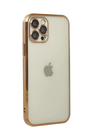 Durukar Apple Uyumlu iPhone 12 Pro Max Kılıf Lensli Silikon - Gold