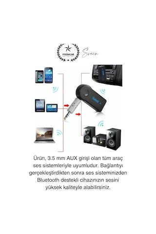 Şarjlı Blutooth Aux Araç Kiti Müzik Ses Alıcı Adaptörü 3.5mm Jak Tv Telefon Kablosuz Bağlantı