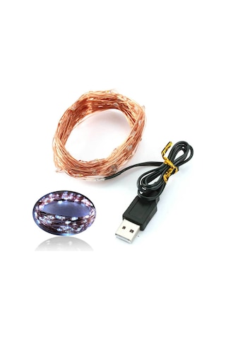 Mufunye Led Bakır Tel Işıklı Zincir 5m 50 Işık Beyaz Renk, Ev Bahçe Noel Düğün Dekorasyon Aracı, Enerji Tasarruflu Fairy Işıklı Süs