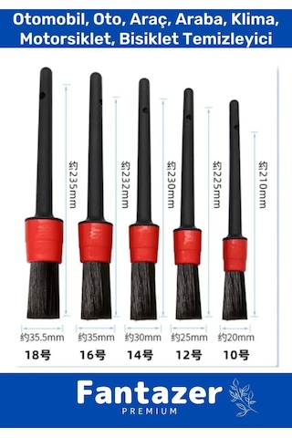 Özel Üretim Pratik Islak Kuru Otomobil Oto Araç Araba Klima Temizlik Detay Fırçası 5+1 Set