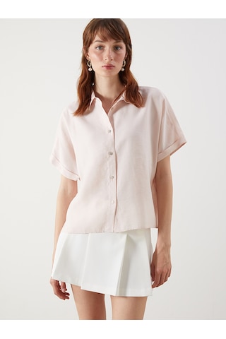 Lcw Vision Pembe Oversize Modal Karışımlı Kadın Gömlek