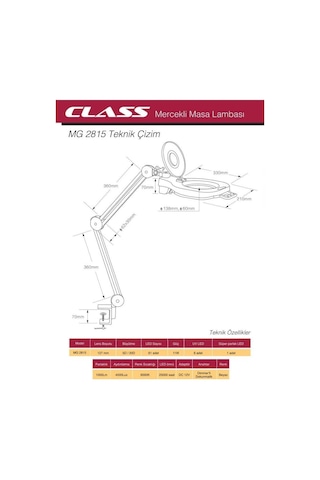 Class Mg-2815 Masa Üstü 81Ledli Büyüteç 5X 20X Dokunmatik Anahtar