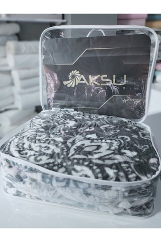 Aksu Tek Kişilik Vizon Battaniye Antibakteriyel Gri