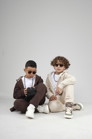 Kingbrich Kids Kapüşonlu Önü Fermuarlı Alt Üst Takım Açık Kahverengi