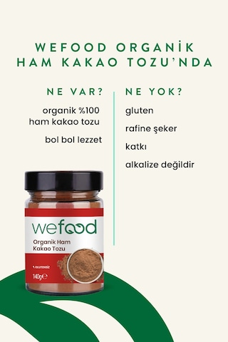 Wefood Organik Ham Kakao Tozu 140 gr.