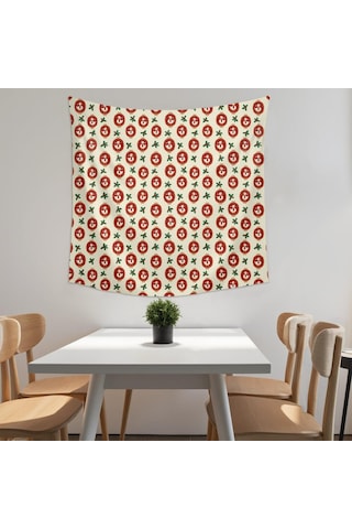 Noel Desenli 59x59 İnç Kare Duvar Halısı, Yumuşak Kumaş, Oturma Ve Yatak Odası Dekoru İçin