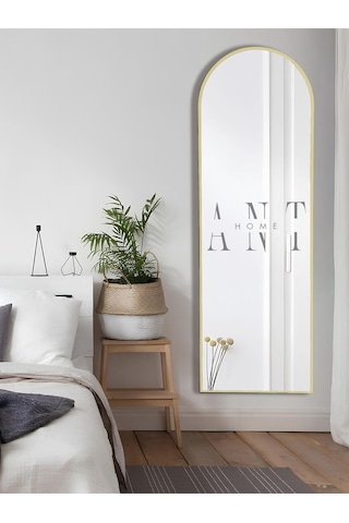 Dekoratif Ayna Oval Boy Ayna Duvar Aynası 180x60 Cm 180 X 60 Gold Antno25g Gold