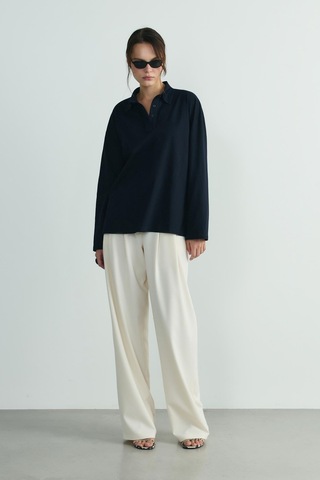 Suud Collection Lacivert Polo Yaka Oversize Tişört