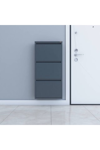 3'lü Metal Ayakkabılık - Antrasit Nocolor-440b3e40