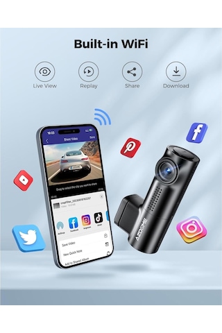 M330 Full Hd Araç Kamerası Wifi, G Sensör Ve Gece Görüş Siyah Azdome Türkiye Garantili